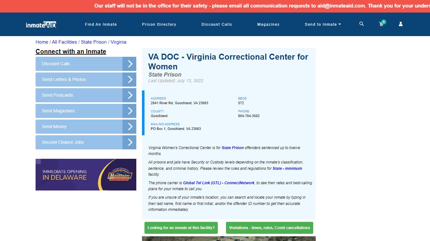 VA DOC - Virginia Correctional Center for Women - InmateAid