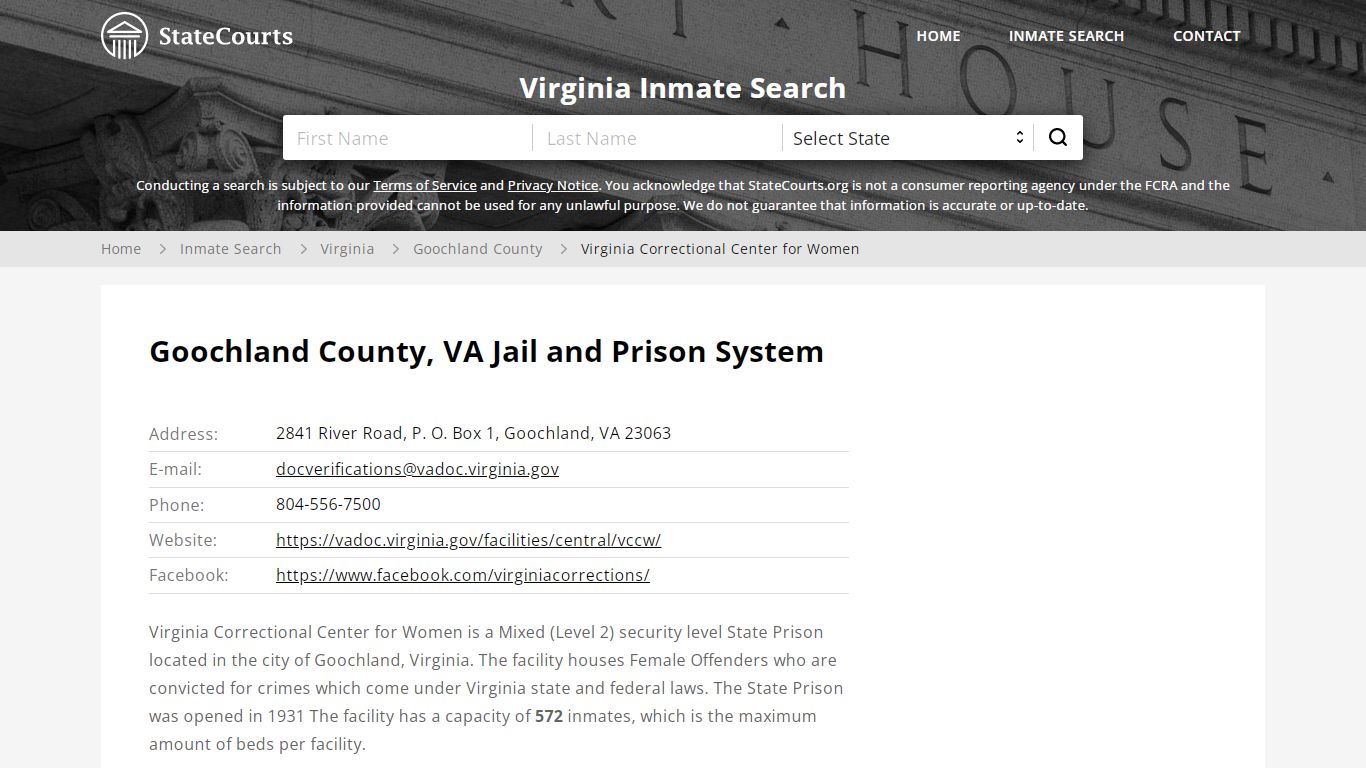 Virginia Correctional Center for Women Inmate Records Search, Virginia ...