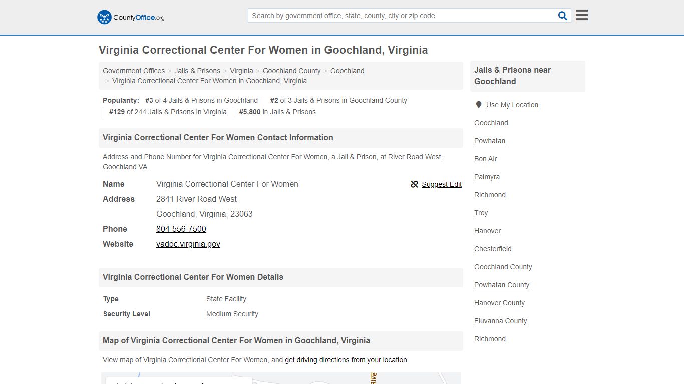 Virginia Correctional Center For Women in Goochland, Virginia